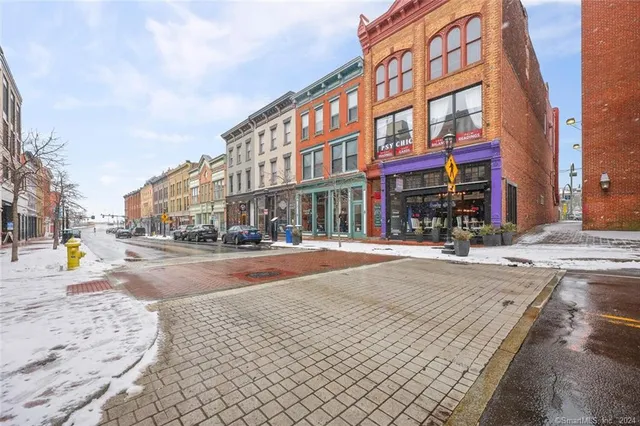 a building with view of street