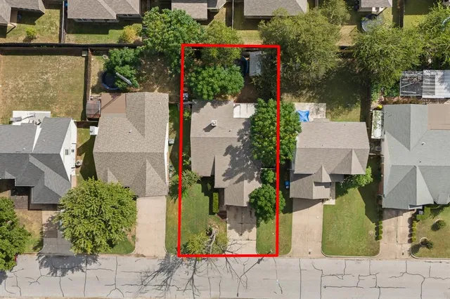 an aerial view of a house