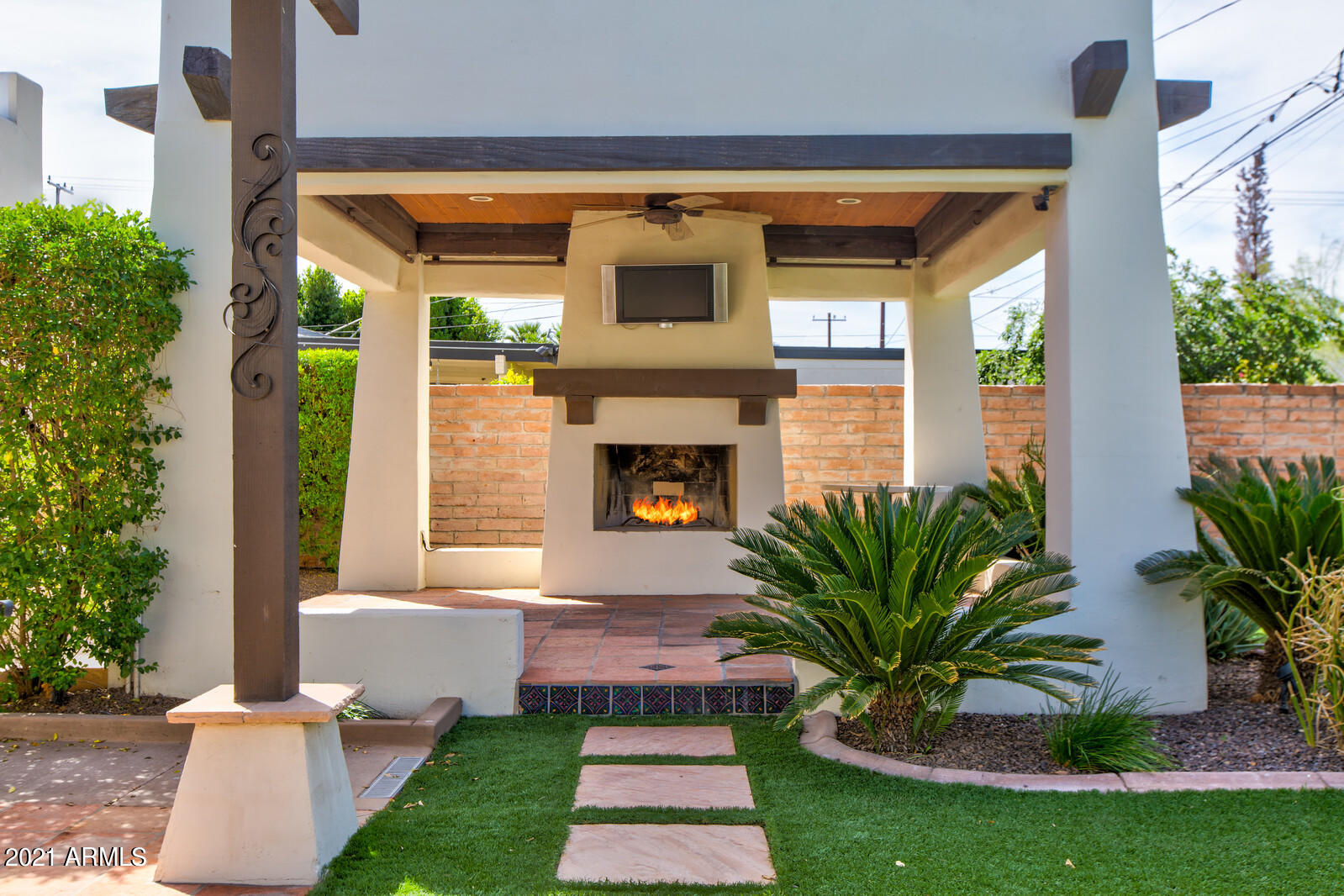 130 West Coronado Road Phoenix, AZ 85003 - Photo 26 of 35 Backyard Ramada w/Fireplace