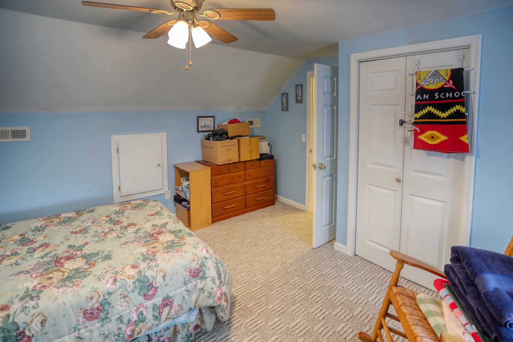 2838 New Roe Road Adolphus, KY 42120 - Photo 12 of 37 a bedroom with a bed and a chandelier