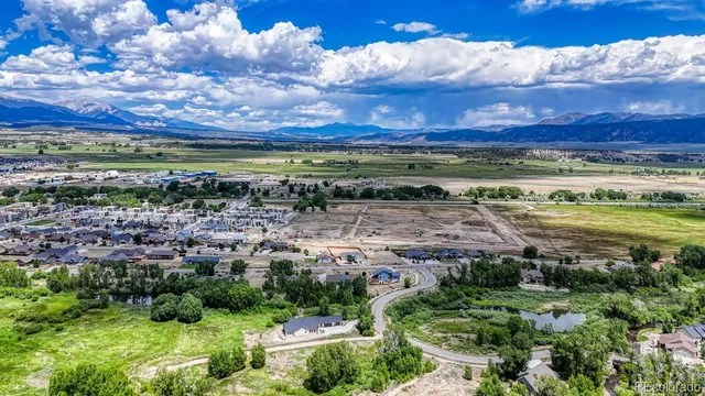 a view of a city with sunset
