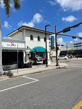 a view of a building with street