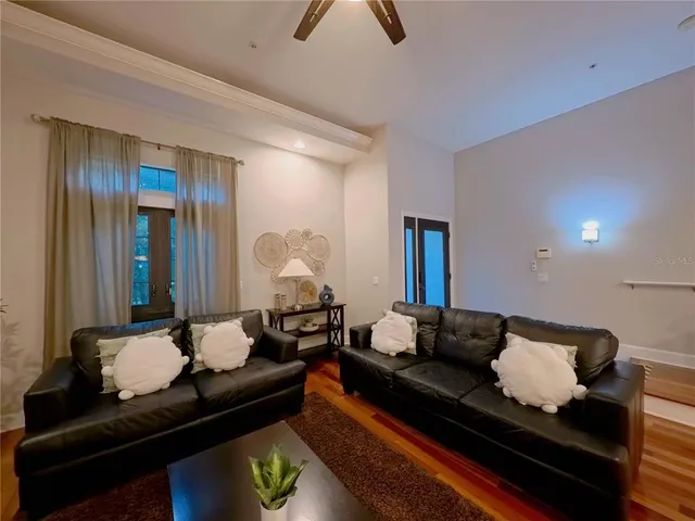 a living room with furniture