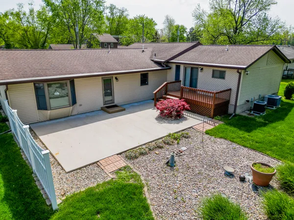 a aerial view of a house with garden