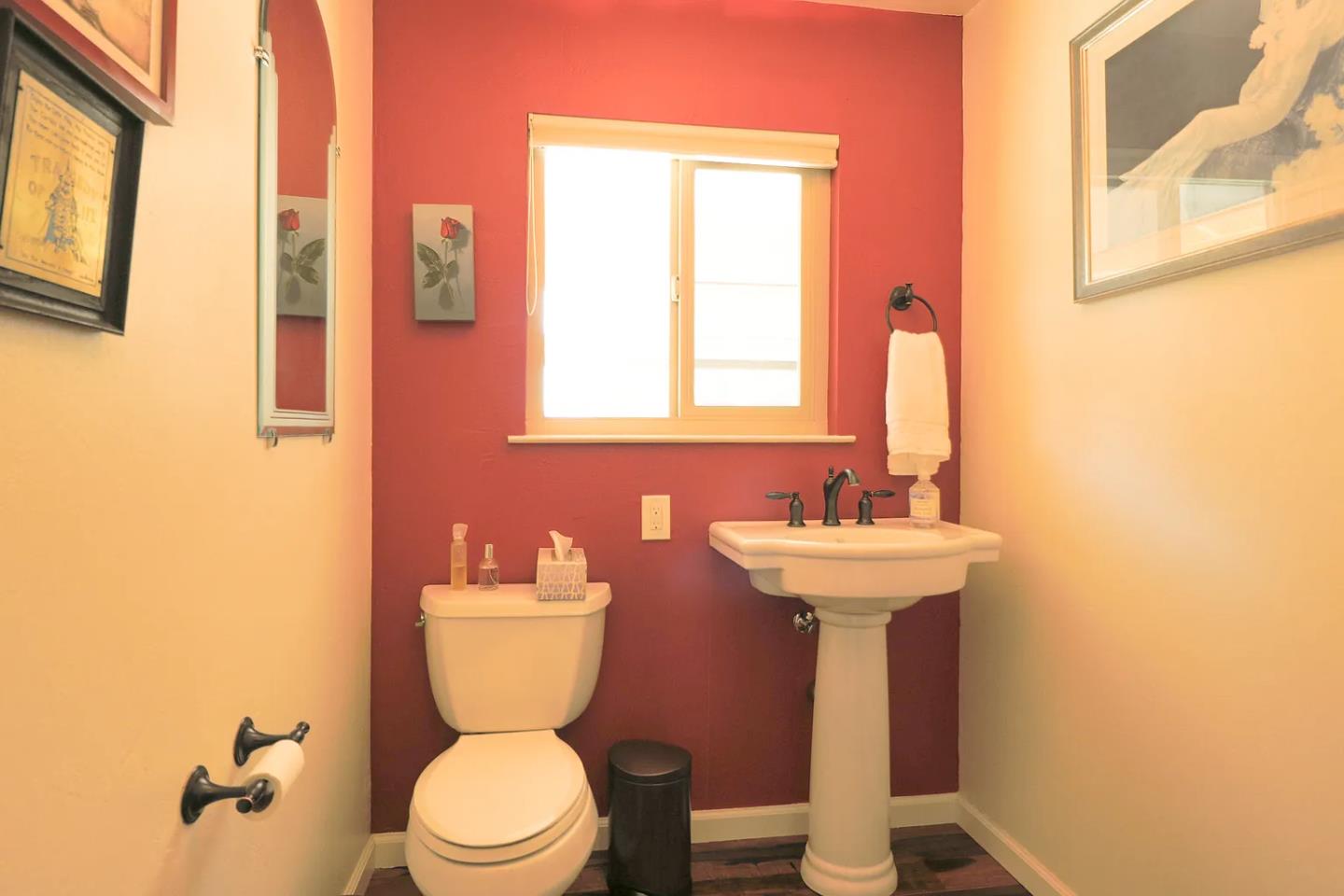 6600 Guerneville Road Sebastopol, CA 95472 - Photo 2 of 13 a bathroom with a toilet a sink and a mirror