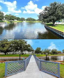 a view of a swimming pool with a lake view
