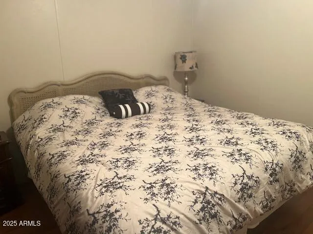a bedroom with a bed