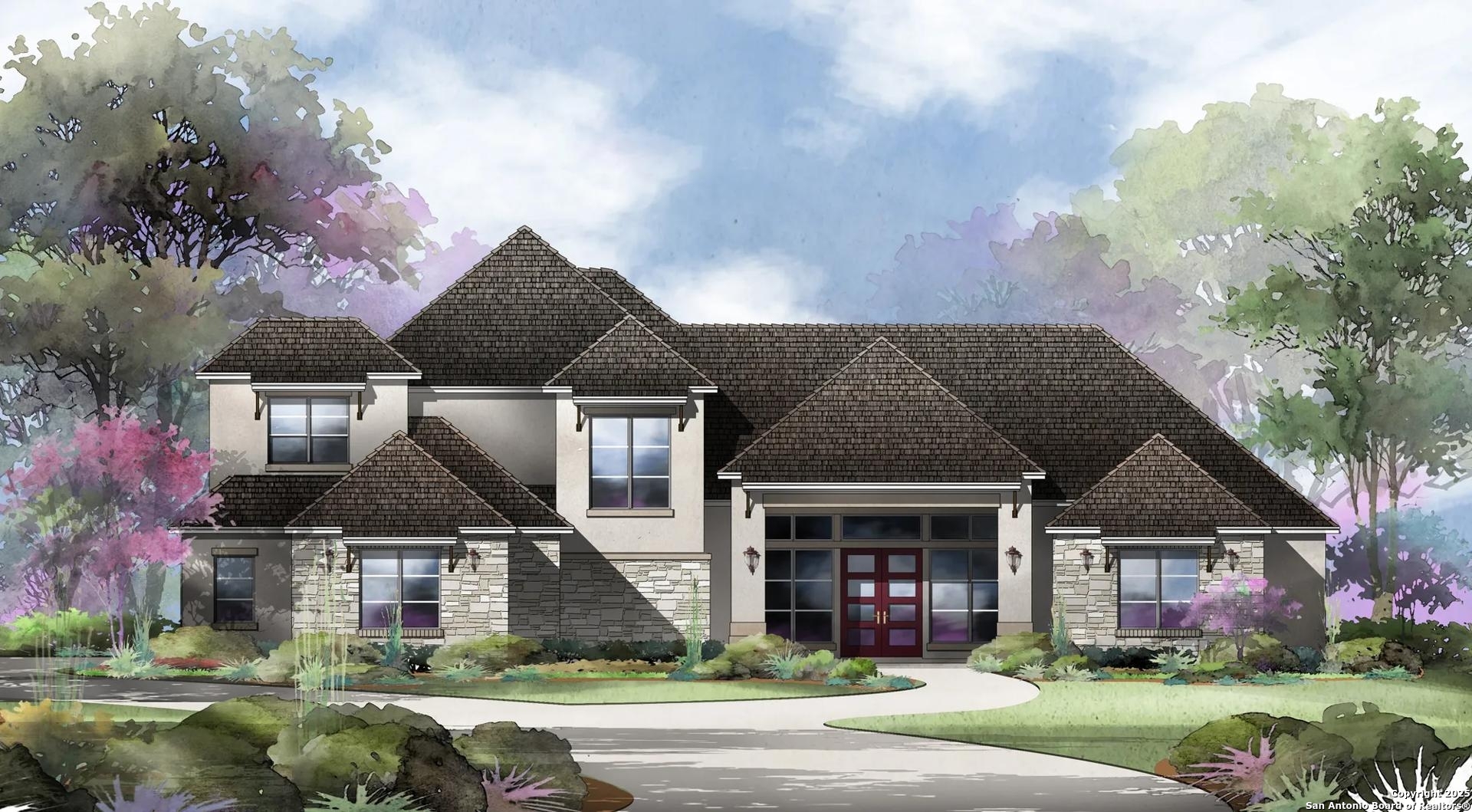 a front view of a house with garden