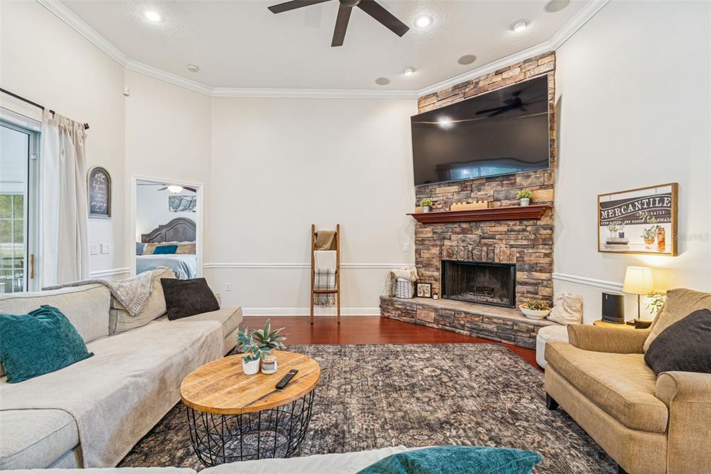 3077 Cork Road Plant City, FL 33565 - Photo 38 of 99 a living room with furniture and a fireplace