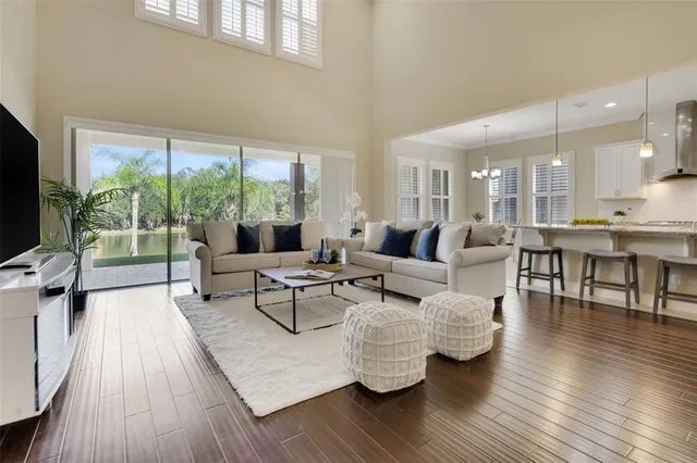 a living room with furniture wooden floor and a flat screen tv