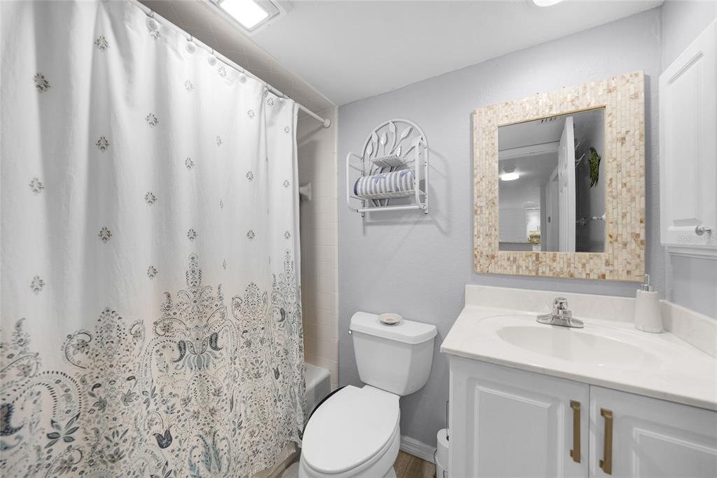 601 Shreve Street, Unit 16A Punta Gorda, FL 33950 - Photo 30 of 52 a bathroom with a sink a toilet and shower curtain