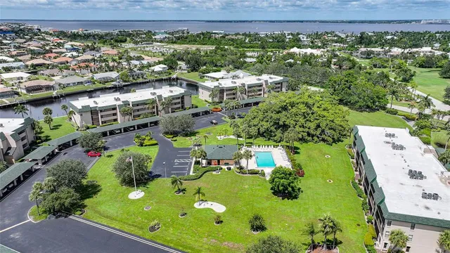 an aerial view of a house with a garden