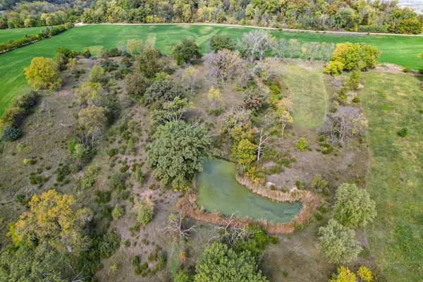a view of a lake with a park
