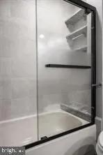 a bathroom with a bathtub