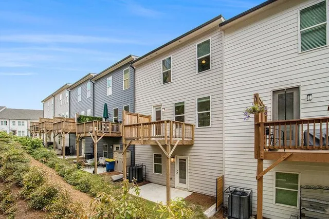 a view of a building with a balcony