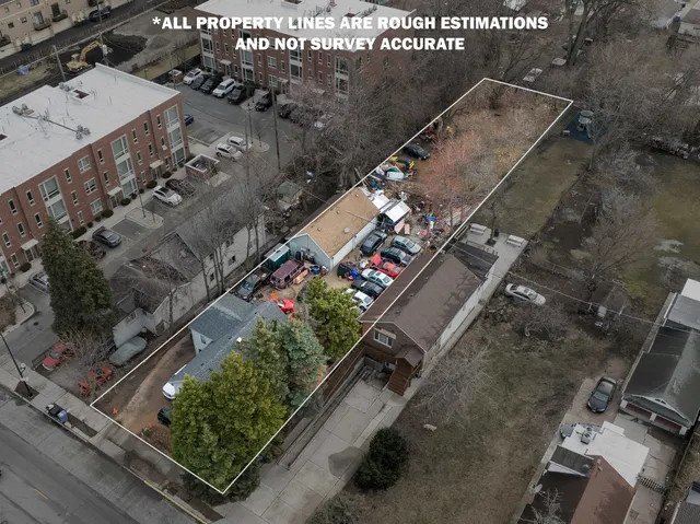 an aerial view of a residential houses