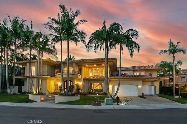 a view of a palm trees in front of a house