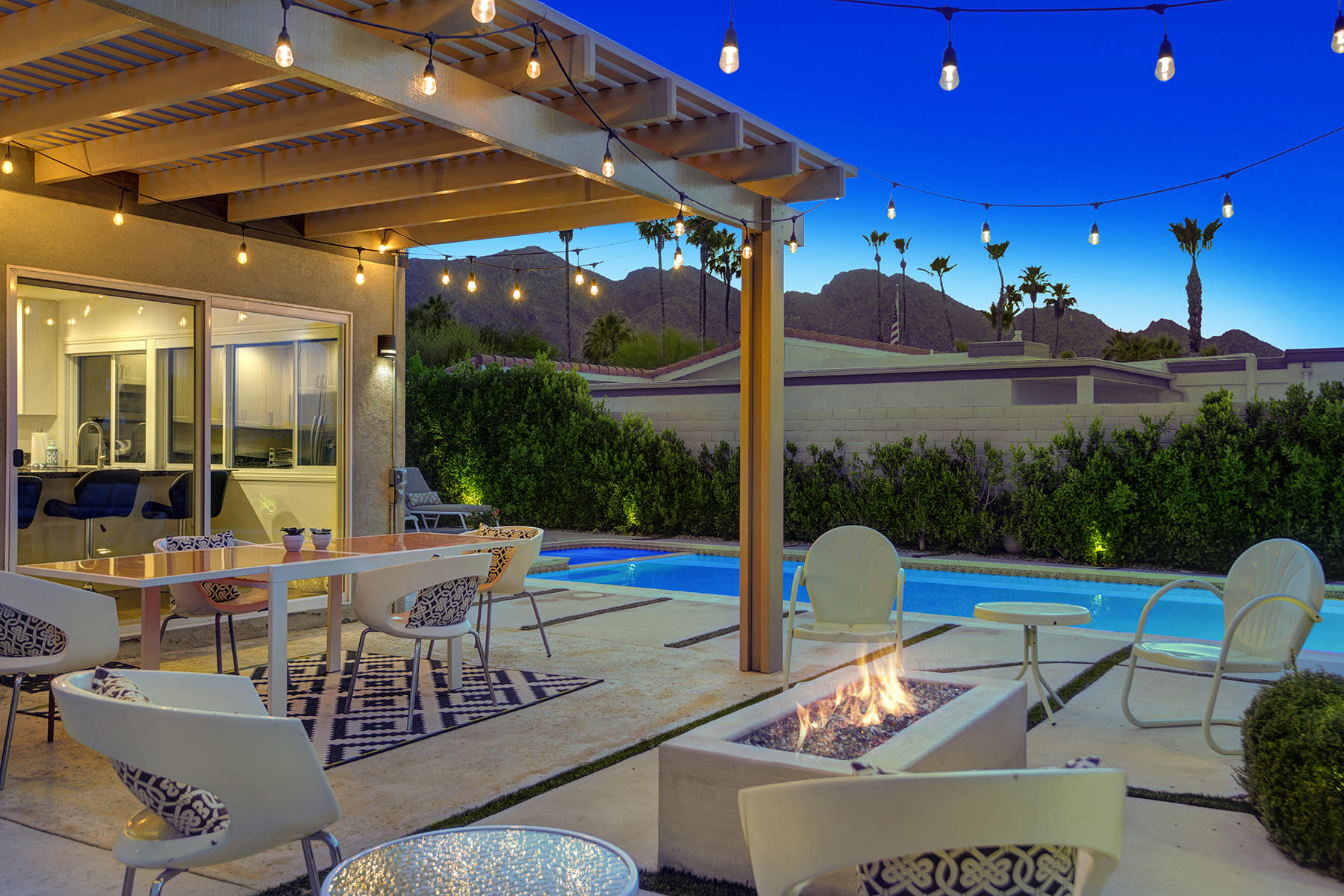 71492 Estellita Drive Rancho Mirage, CA 92270 - Photo 35 of 39 82 BACK PATIO AND FIRE PIT TO MOUNTAINS
