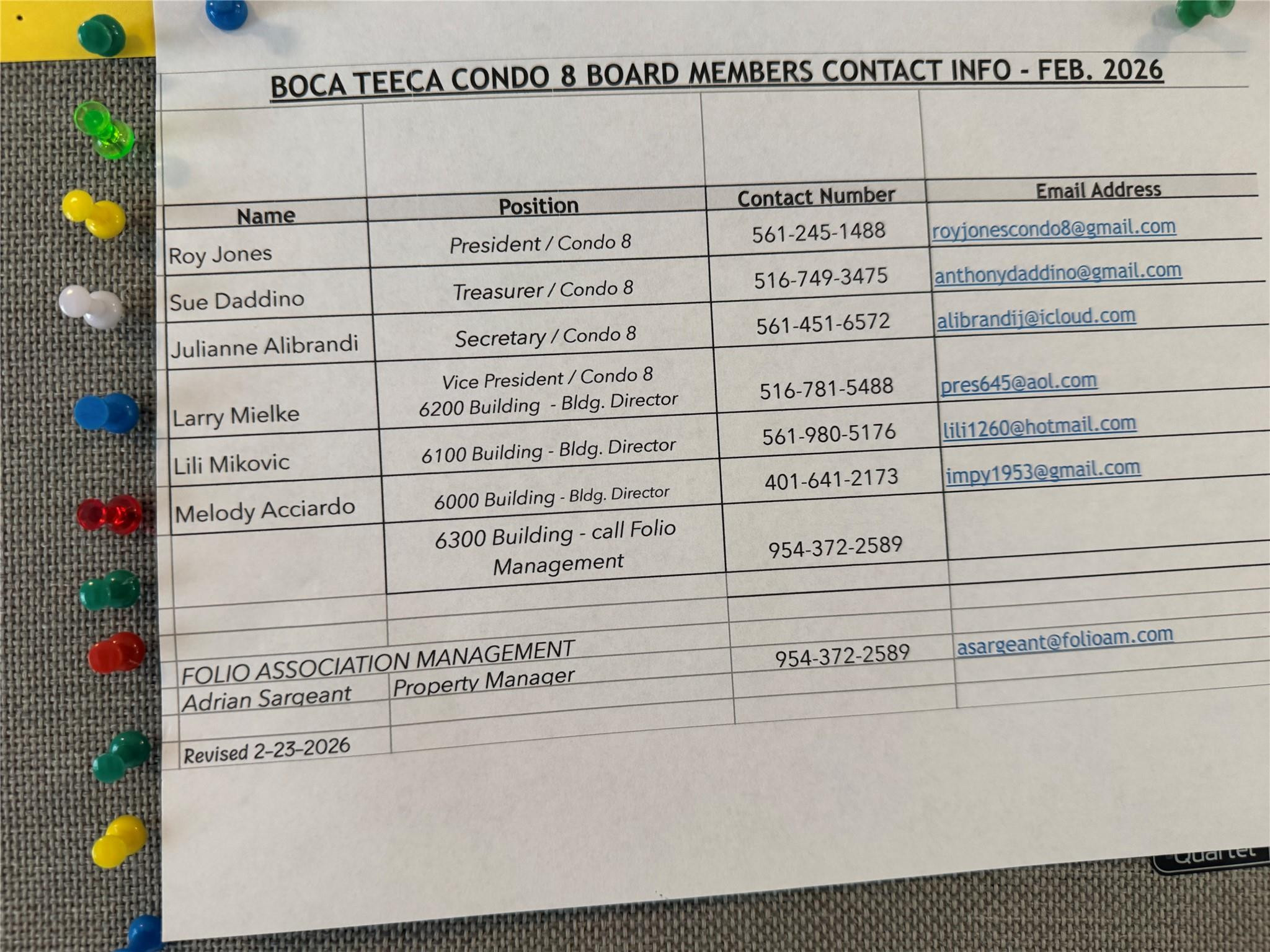 6000 Northwest 2nd Avenue, Unit 237 Boca Raton, FL 33487 - Photo 34 of 34 BOARD MEMBERS