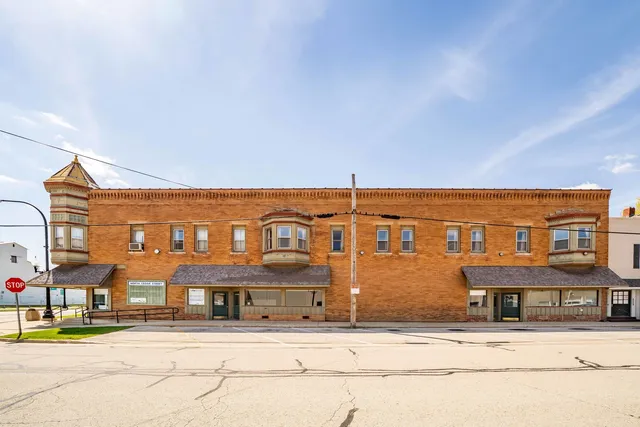 a front view of a building