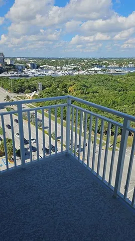 a view of a city from a balcony