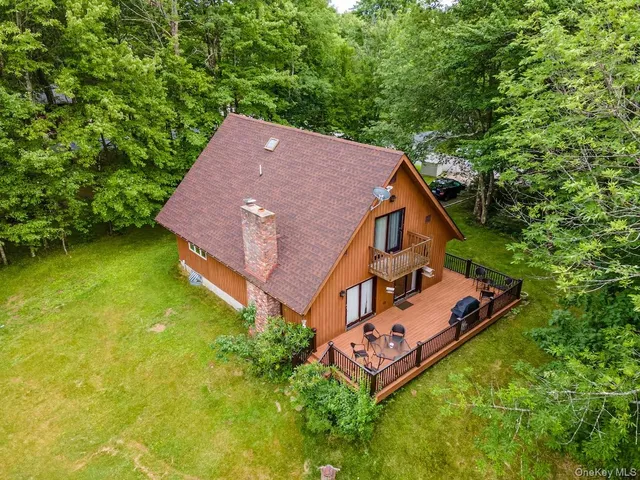 an aerial view of a house