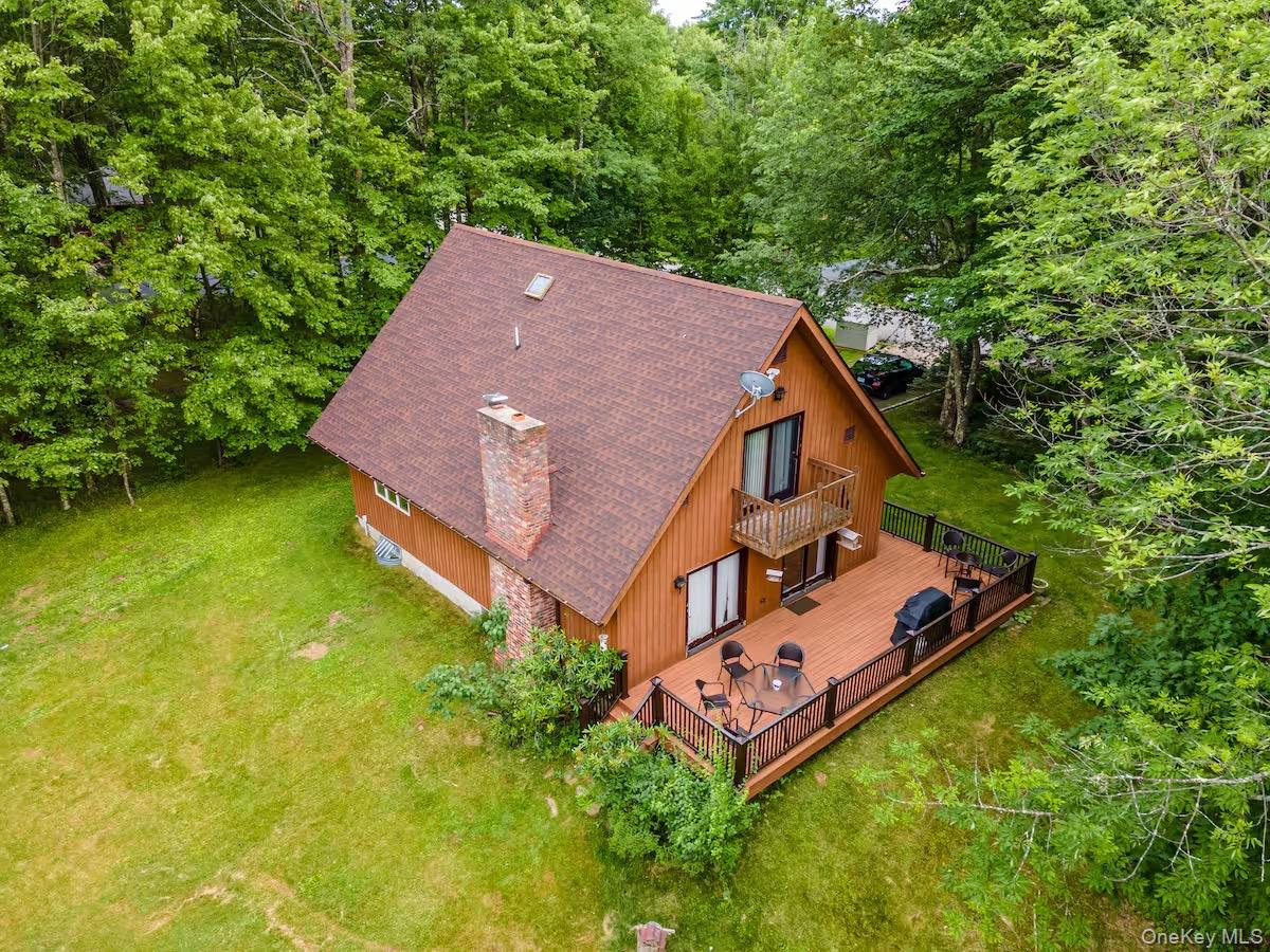 an aerial view of a house