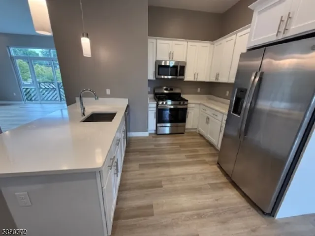 a kitchen with stainless steel appliances a refrigerator and a sink