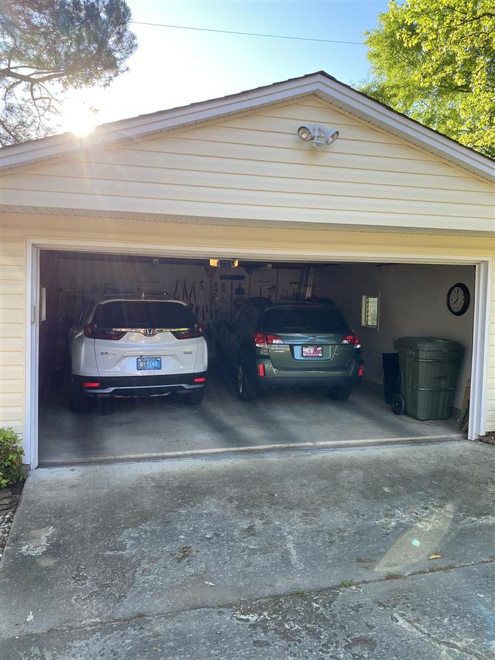 another view of the garage from the patio