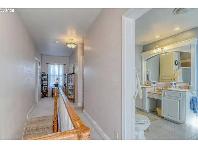 a view of a living room and bathroom