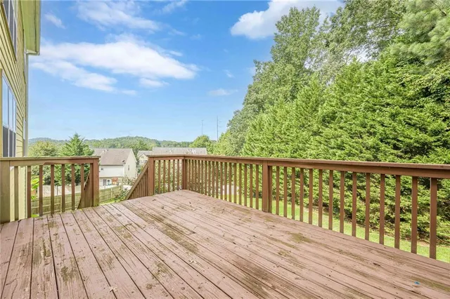 a view of a wooden deck