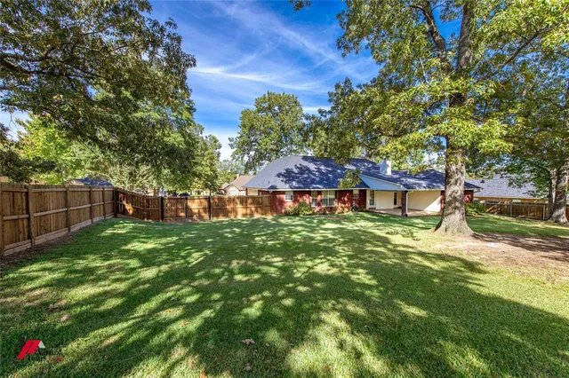 a view of a backyard with potted plants