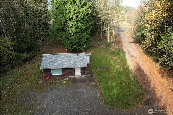 an aerial view of a house