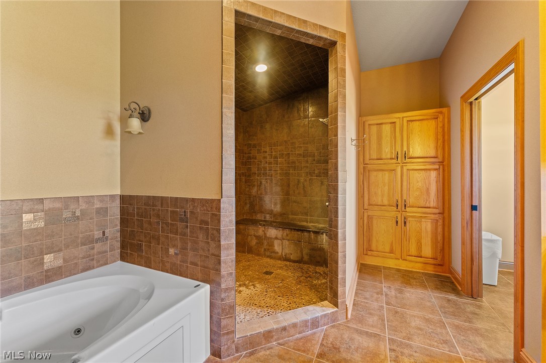 13721 Beaver Springfield Road New Springfield, OH 44443 - Photo 35 of 48 Bathroom featuring tile patterned flooring, independent shower and bath, and toilet