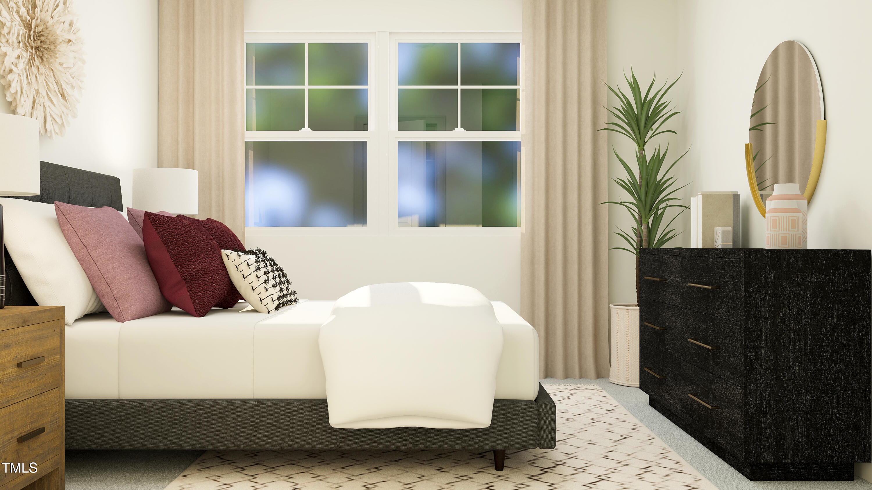 1445 Jay Road Knightdale, NC 27545 - Photo 46 of 58 a bedroom with a bed and a potted plant