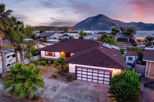 an aerial view of a town with couple of houses