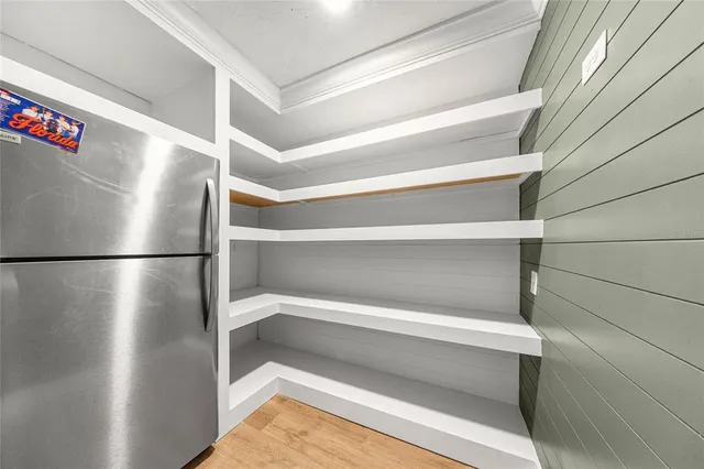 a refrigerator in a kitchen