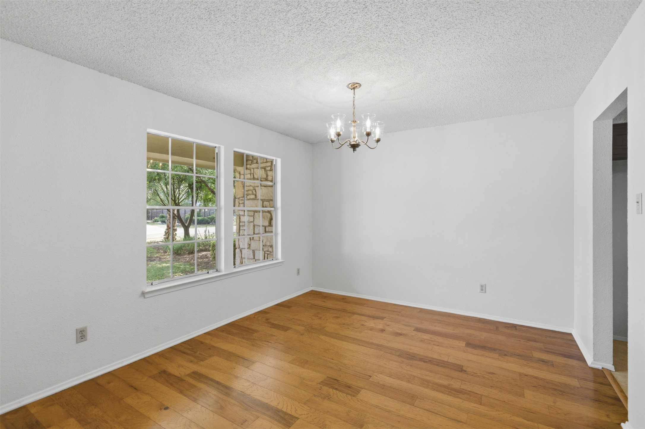 5305 Wolf Run Austin, TX 78749 - Photo 26 of 37 Spacious room featuring wood-finish flooring, white walls, and a textured ceiling