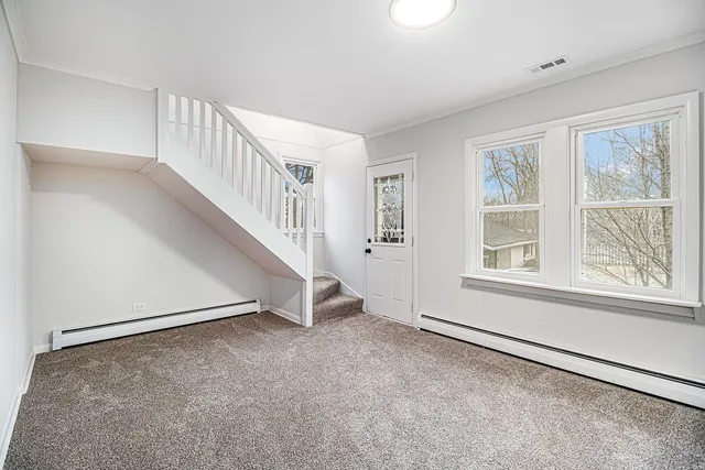 an empty room with windows