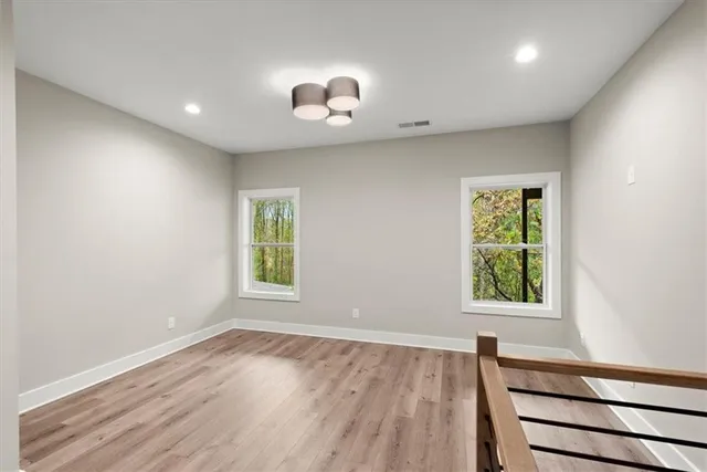 a view of a building with a street