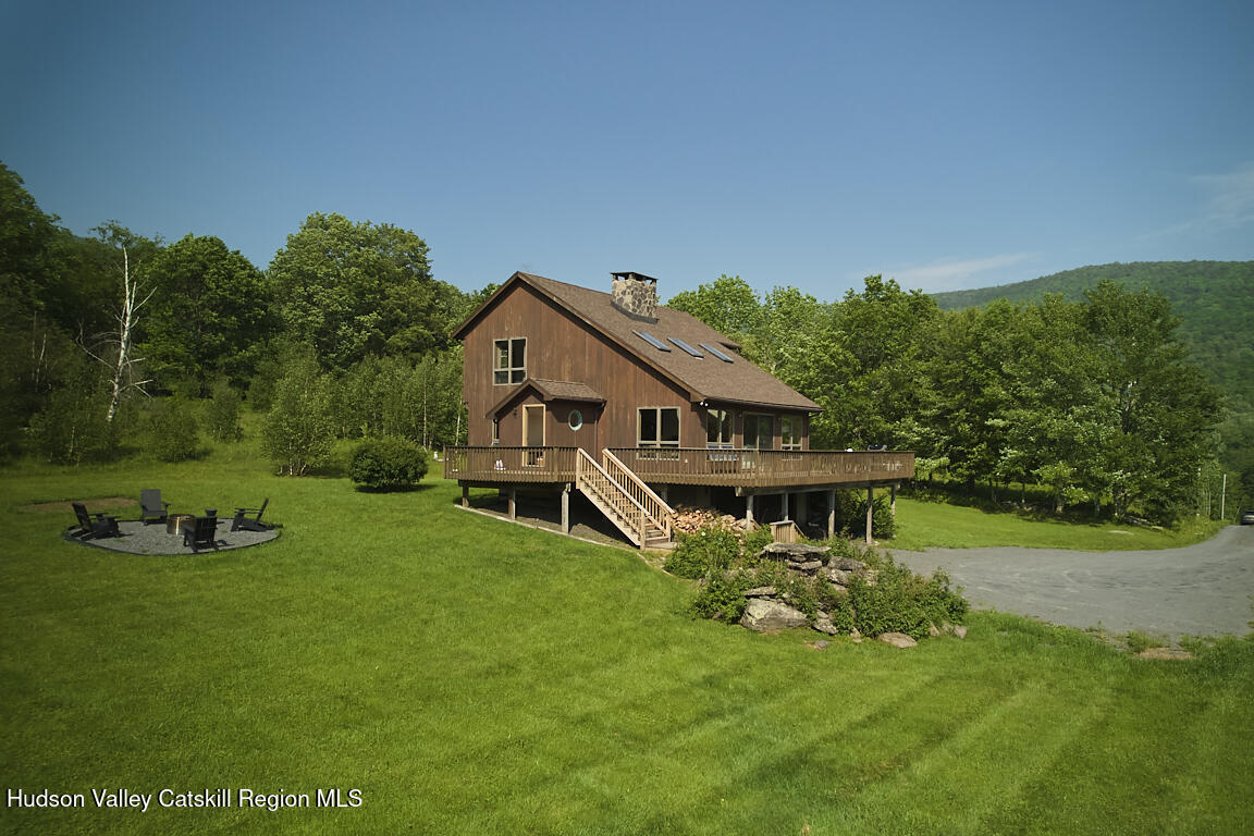 285 Mead Road Fleischmanns, NY 12430 - Photo 9 of 31 8 drone lower house side and firepit