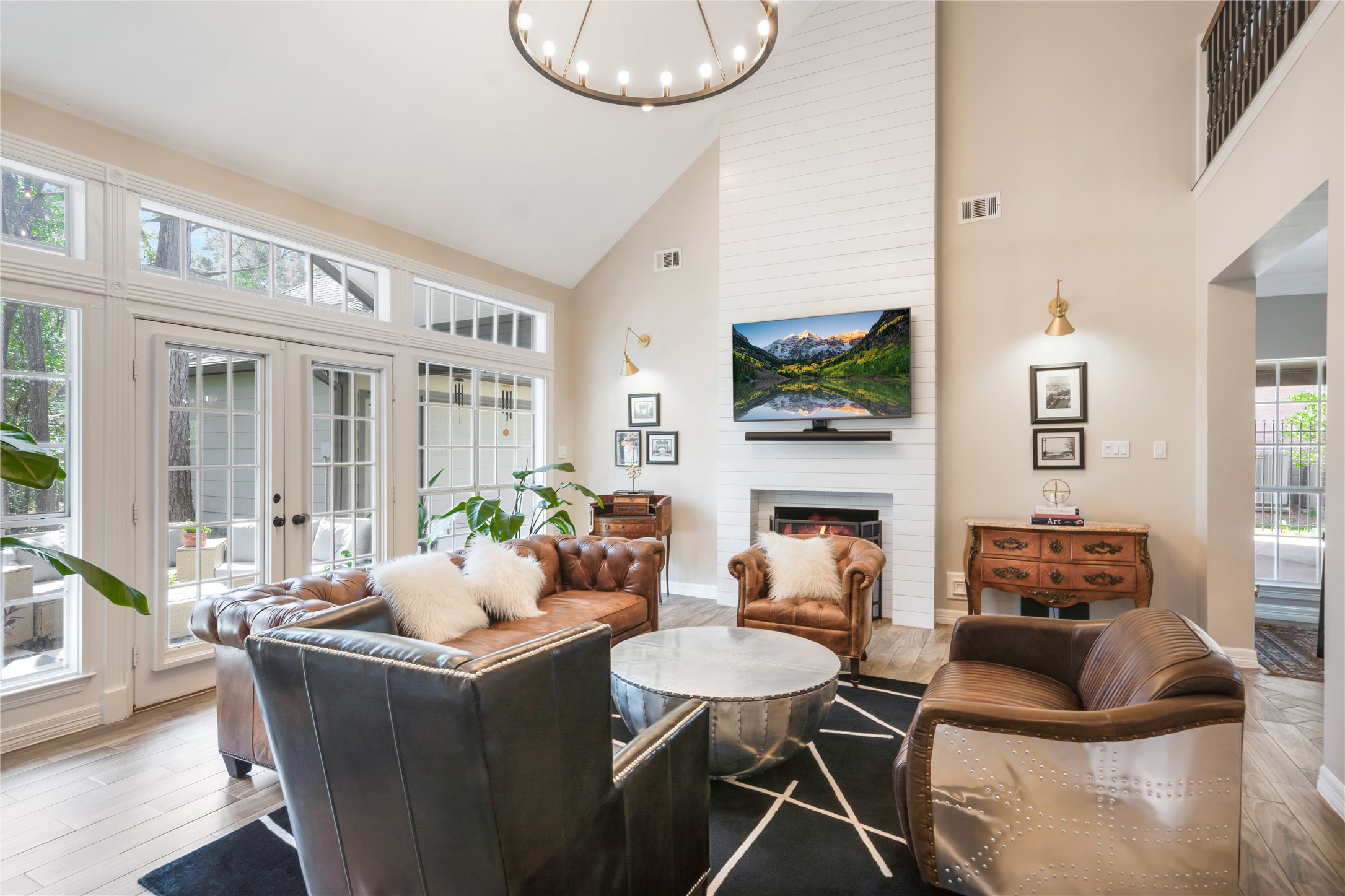 6211 Kingscrest Lane Spring, TX 77389 - Photo 11 of 38 a living room with fireplace furniture and a flat screen tv