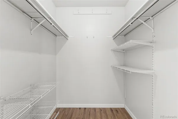 a view of a room with racks on the wall