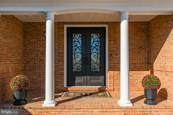 a front view of a house with patio
