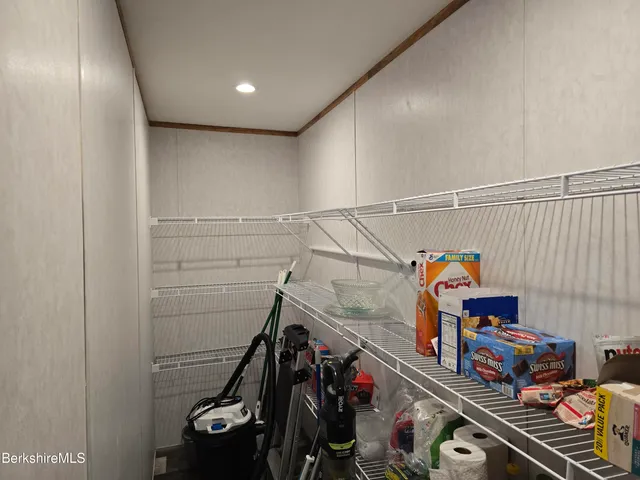 a view of storage and utility room with racks on the wall