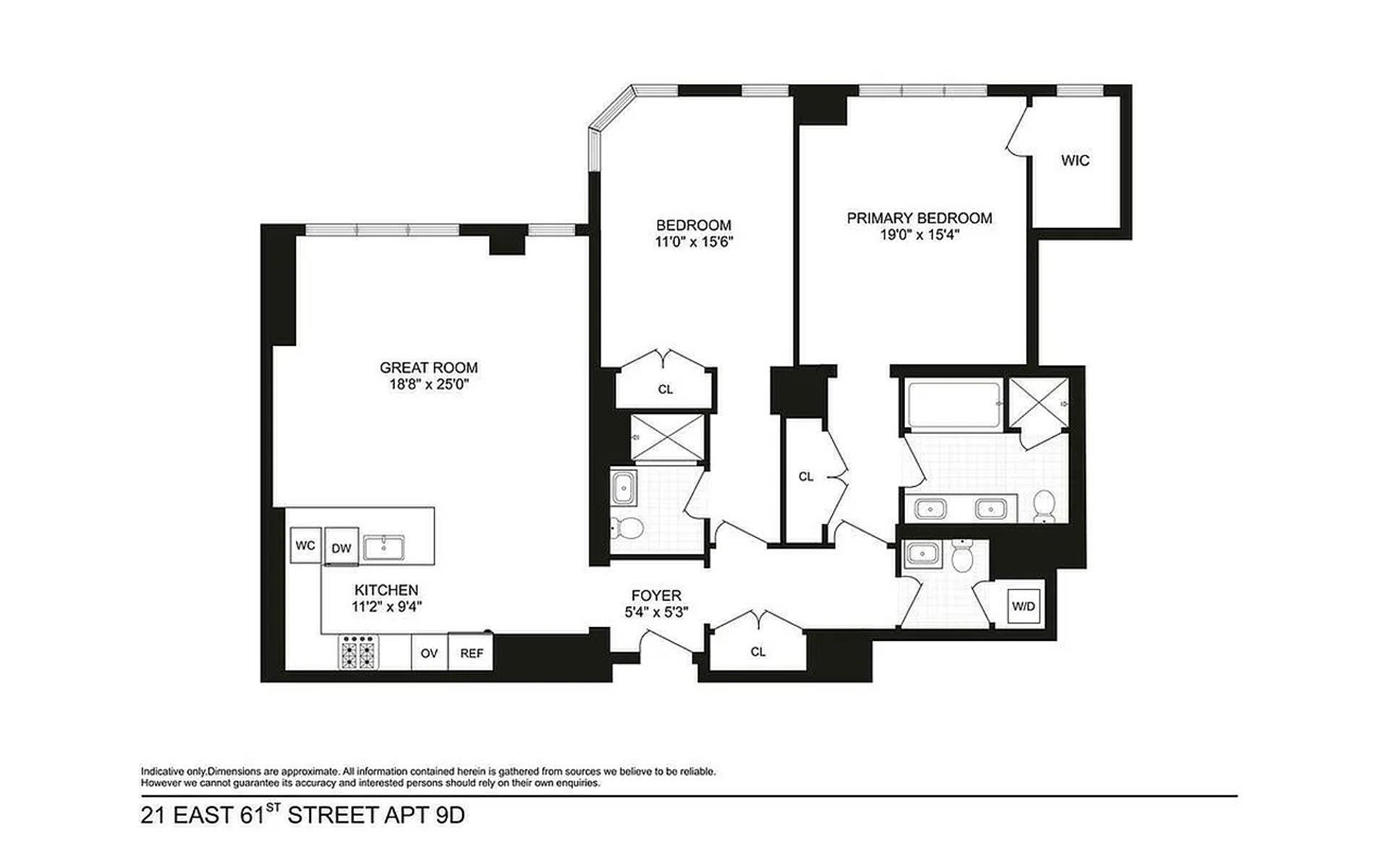 21 East 61st Street, Unit 9D Manhattan, NY 10065 - Photo 14 of 14 a picture of a floor plan