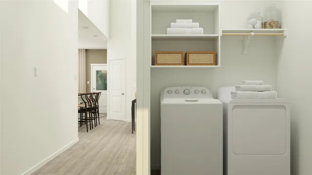 a view of utility room with washer and dryer