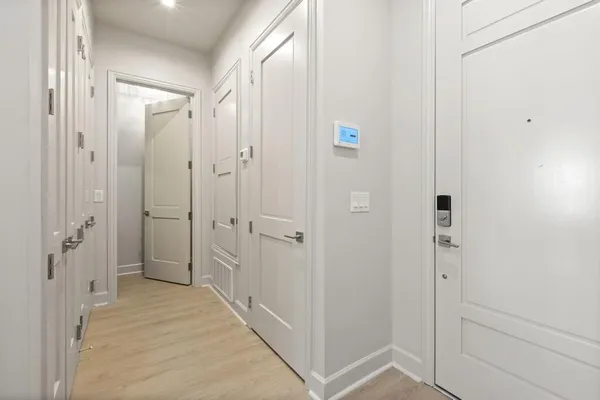 a view of an empty walk in closet