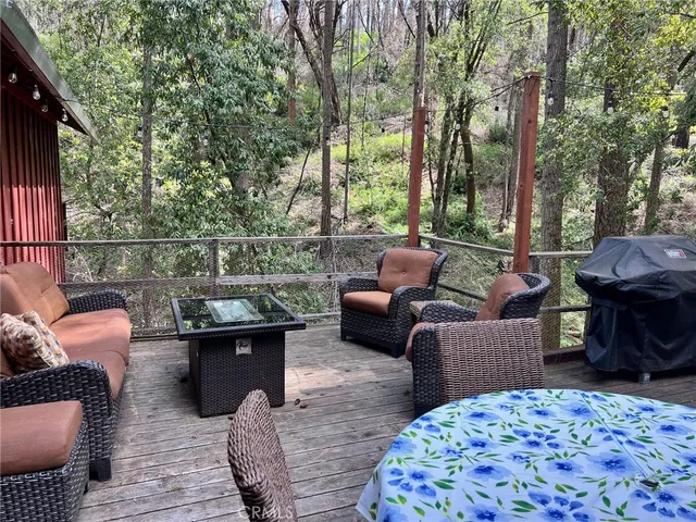 a view of a patio with couches chairs and a potted plant