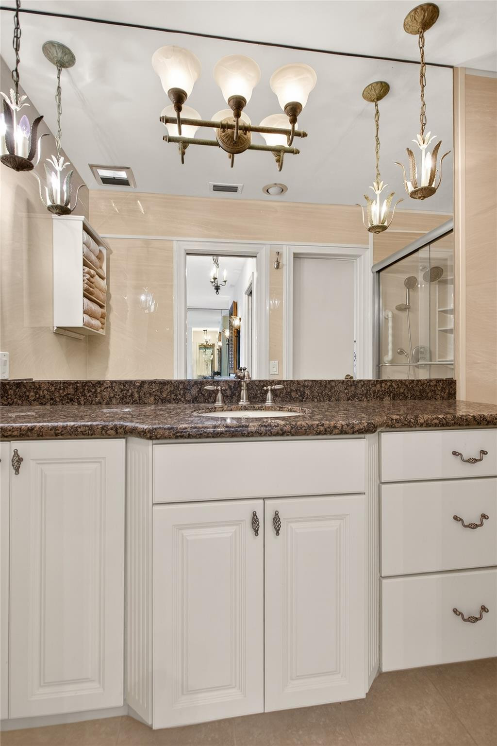 1001 North Riverside Drive, Unit 305 Pompano Beach, FL 33062 - Photo 23 of 44 a bathroom with a granite countertop sink and a mirror